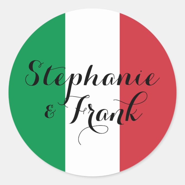 Italian Flag Colors Wedding Classic Round Sticker (Front)