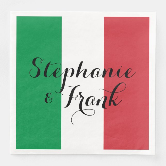 Italian Flag Colors Wedding Paper Dinner Napkins (Front)