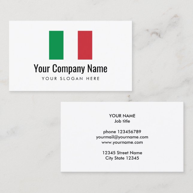 Italian flag company logo business card template (Front/Back)