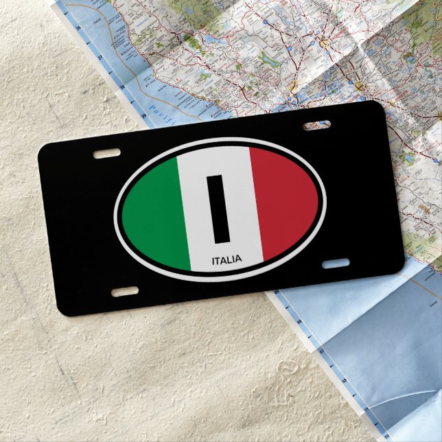 Italian flag country code oval car logo custom license plate (In Situ)