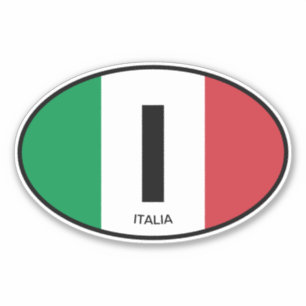 Italian flag country code oval vinyl car sticker