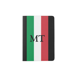 Italian flag custom monogram passport holder