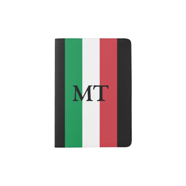 Italian flag custom monogram passport holder (Front)