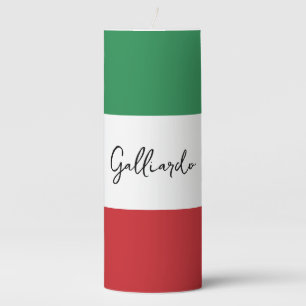 Italian Flag Custom Name Reunion Pillar Candle