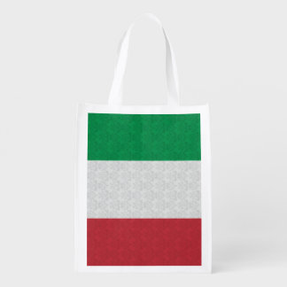 Italian Flag Damask Pattern Reusable Grocery Bag