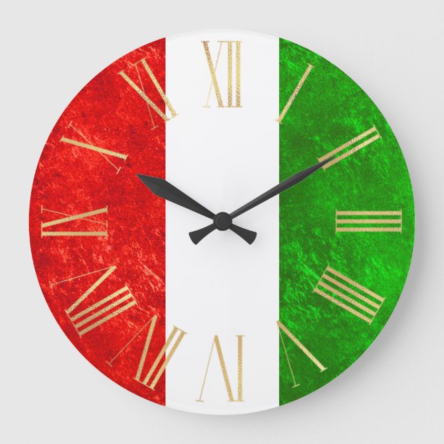 Italian Flag Design Large Clock (Front)