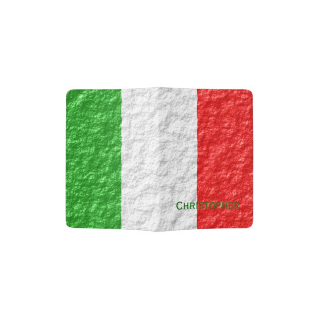 Italian Flag Design Personalised Passport Holder (Opened)