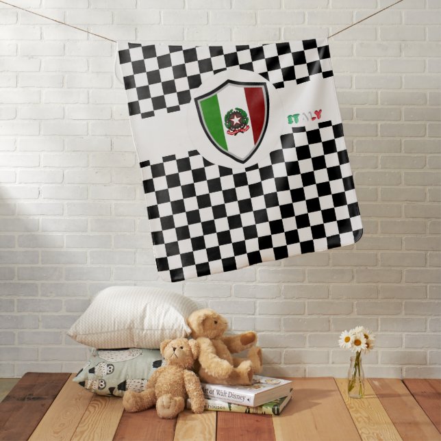 Italian flag-emblem baby blanket (In Situ)