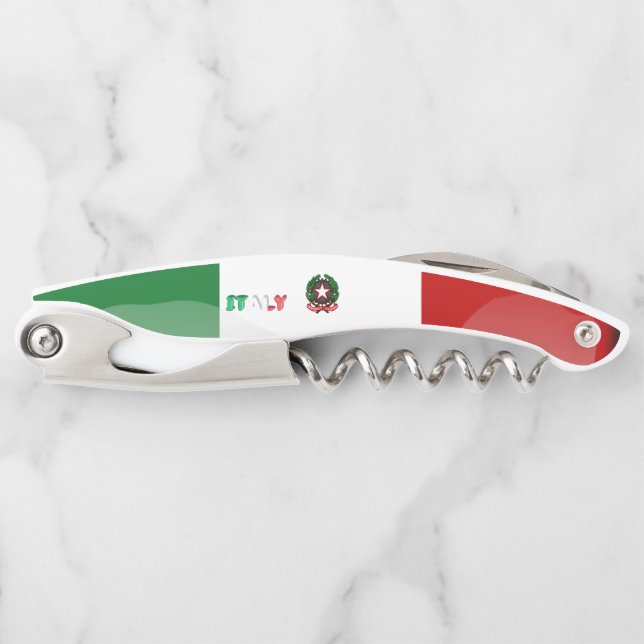 Italian flag-emblem waiter's corkscrew (Front)