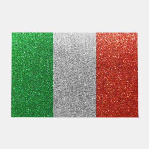 Italian Flag Glitter Italy Travel Welcome Home Doormat