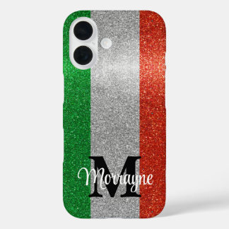 Italian Flag Glitter Rome Venice Italy Travel iPhone 16 Case