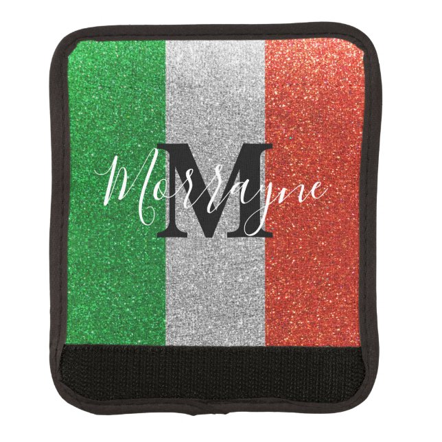 Italian Flag Glitter Rome Venice Italy Travel  Luggage Handle Wrap (Front)