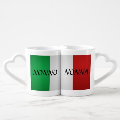 Italian Flag Grandfather Grandmother Mug Set