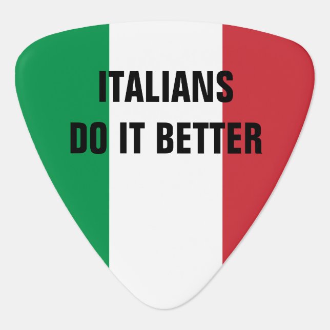 Italian flag guitar pick with personalized text (Front)