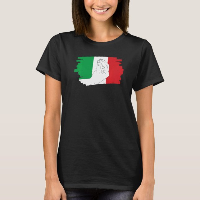 Italian Flag Hand Symbol Italiano Hand Gesture T-Shirt (Front)