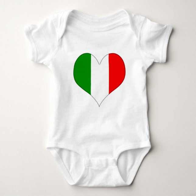 Italian Flag Heart Baby Bodysuit (Front)