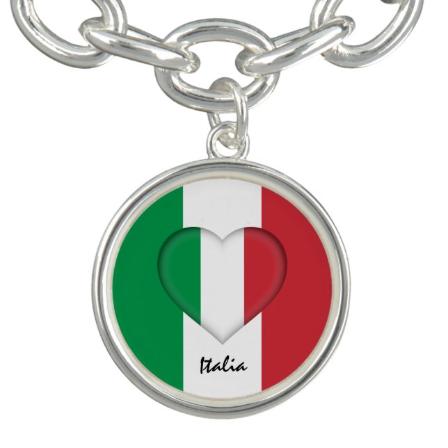 Italian Flag & Heart, Italy trendy fashion /sports Bracelet (Design)