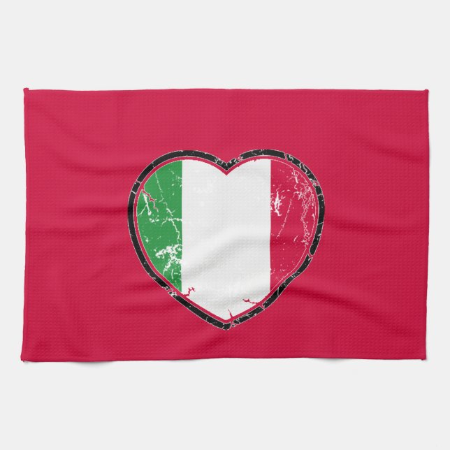 Italian Flag Heart Kitchen Towel (Horizontal)