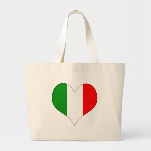 Italian Flag Heart Large Tote Bag