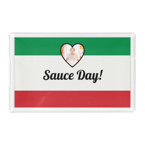 Italian Flag Heart Nonna Custom Photo Sauce Day  Acrylic Tray