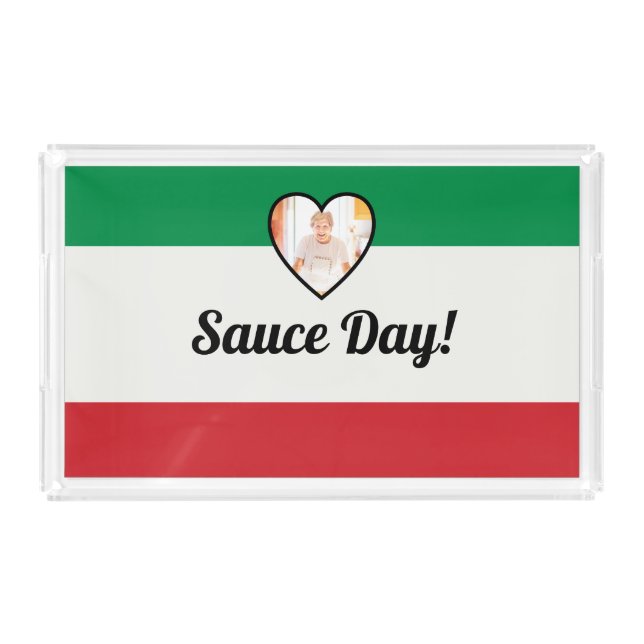 Italian Flag Heart Nonna Custom Photo Sauce Day  Acrylic Tray (Front)