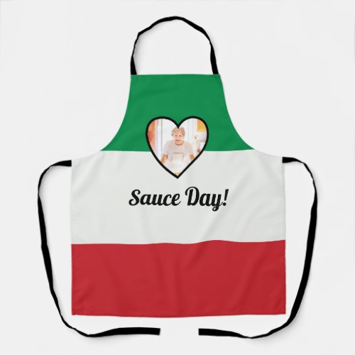 Italian Flag Heart Nonna Custom Photo Sauce Day Apron