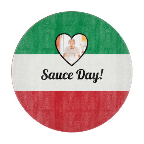 Italian Flag Heart Nonna Custom Photo Sauce Day Cutting Board