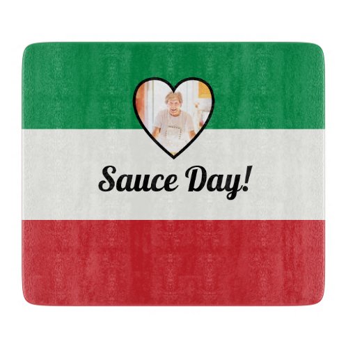 Italian Flag Heart Nonna Custom Photo Sauce Day  Cutting Board