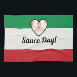 Italian Flag Heart Nonna Custom Photo Sauce Day   Kitchen Towel<br><div class="desc">Celebrate a tradition in Italian culture with this sauce making tea towel. Perfect for keeping memories of the Italian kitchen,  it will make a great keepsake for years to come. // Add your own photo.</div>