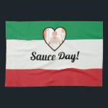 Italian Flag Heart Nonna Custom Photo Sauce Day   Kitchen Towel<br><div class="desc">Celebrate a tradition in Italian culture with this sauce making tea towel. Perfect for keeping memories of the Italian kitchen,  it will make a great keepsake for years to come. // Add your own photo.</div>