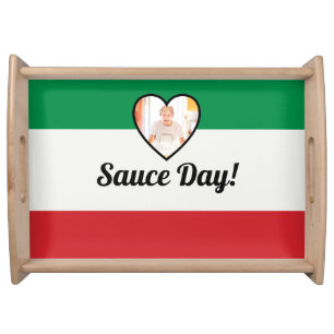 Italian Flag Heart Nonna Custom Photo Sauce Day  Serving Tray
