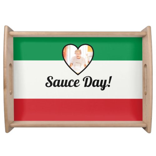 Italian Flag Heart Nonna Custom Photo Sauce Day  Serving Tray