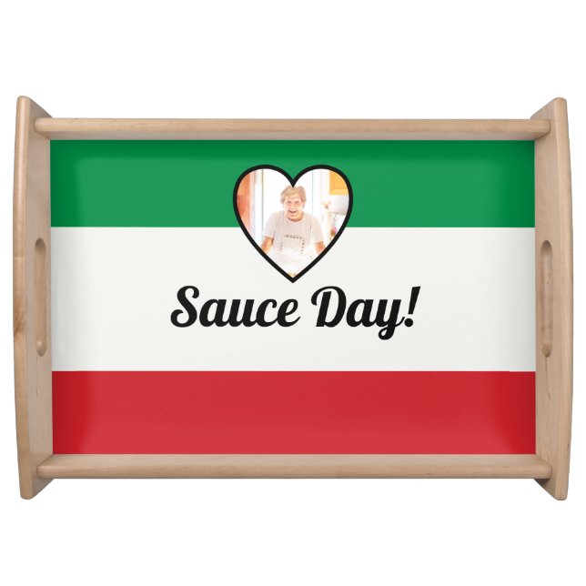 Italian Flag Heart Nonna Custom Photo Sauce Day  Serving Tray (Front)