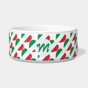 Italian Flag Heart Ruled and Personalized Pet Bowl