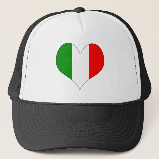 Italian Flag Heart Trucker Hat (Front)