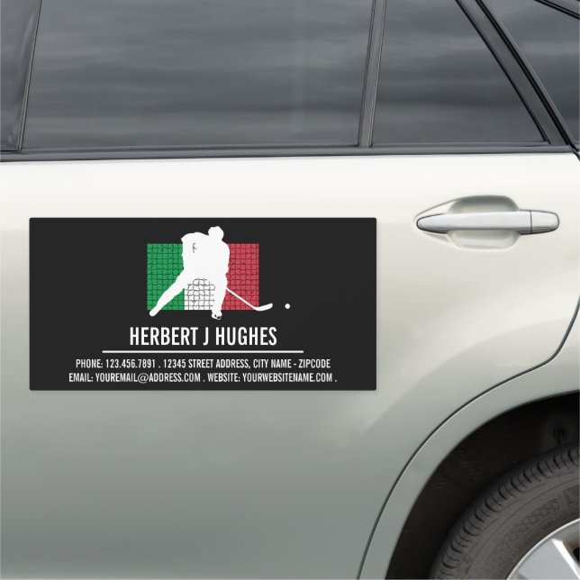 Italian Flag, Hockey Player, Hockey Coach Car Magnet (In Situ)