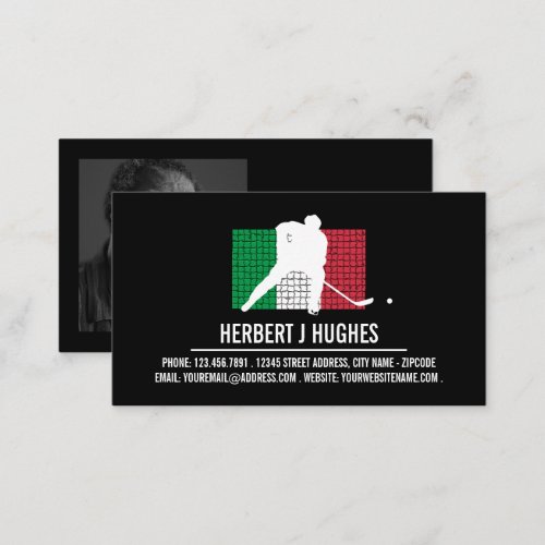 Italian Flag Hockey Player Hockey Coach Photo Business Card
