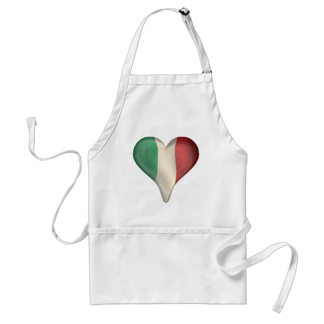 Italian Flag In A Heart Adult Apron (Front)