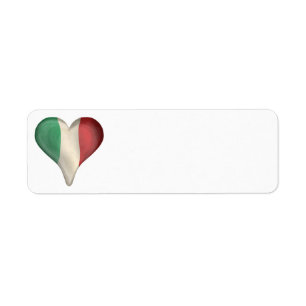 Italian Flag In A Heart Label
