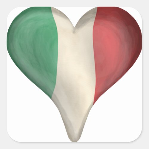 Italian Flag In A Heart Square Sticker