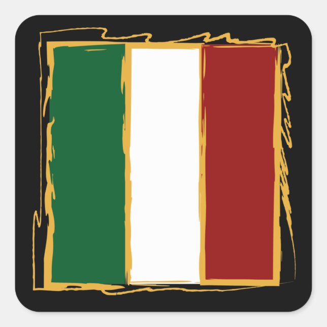 Italian Flag in Abstract Scribble Square Sticker (Front)