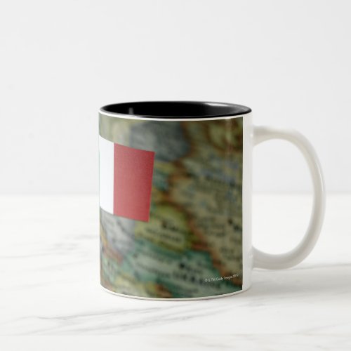 Italian flag in map Two_Tone coffee mug