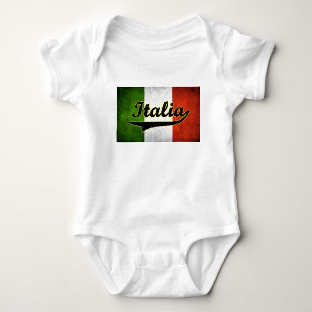Italian Flag Italia Black Glass (Baby Creeper) Baby Bodysuit (Front)