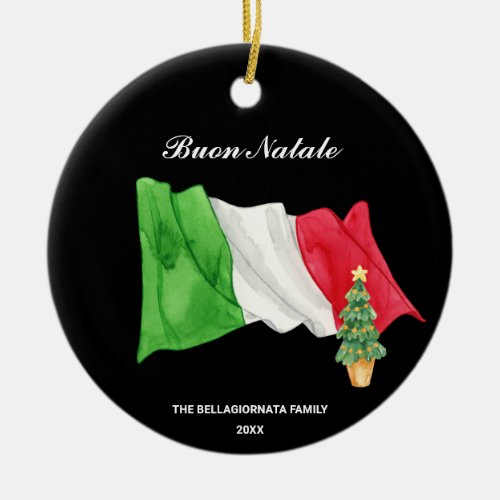  Italian Flag Italy Buon Natale Photo Christmas Ceramic Ornament