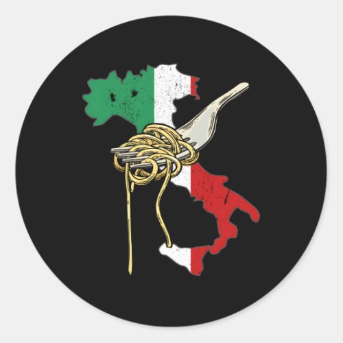 Italian Flag Italy Map Spaghetti Pasta Italia Classic Round Sticker