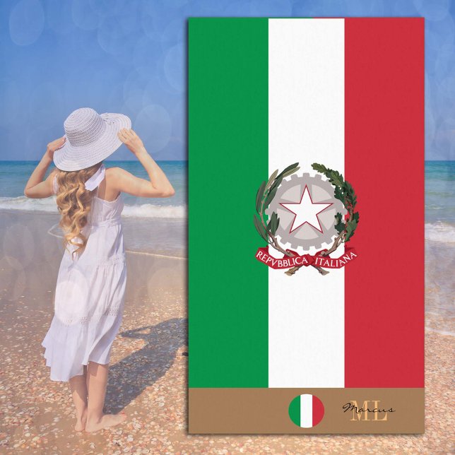 Italian flag & Italy monogrammed / beach towel (Creator Uploaded)
