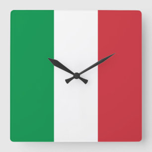 Italian Flag (Italy) Square Wall Clock
