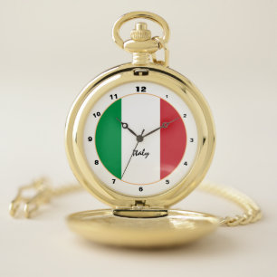 Italian Flag & Italy trendy fashion /design Pocket Watch