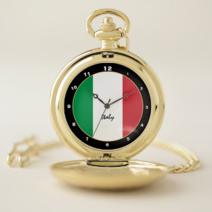Italian Flag & Italy trendy fashion /design Pocket Watch