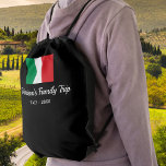 Italian Flag Italy Trip Custom Text Drawstring Bag<br><div class="desc">Traveling to Italy with your family or a travel group? Then this backpack is perfect - design features the Italian flag and 2 lines of custom text. Add your family or group name, date of vacation or any custom text. Simple and classic - perfect for your Italian adventures and trip...</div>